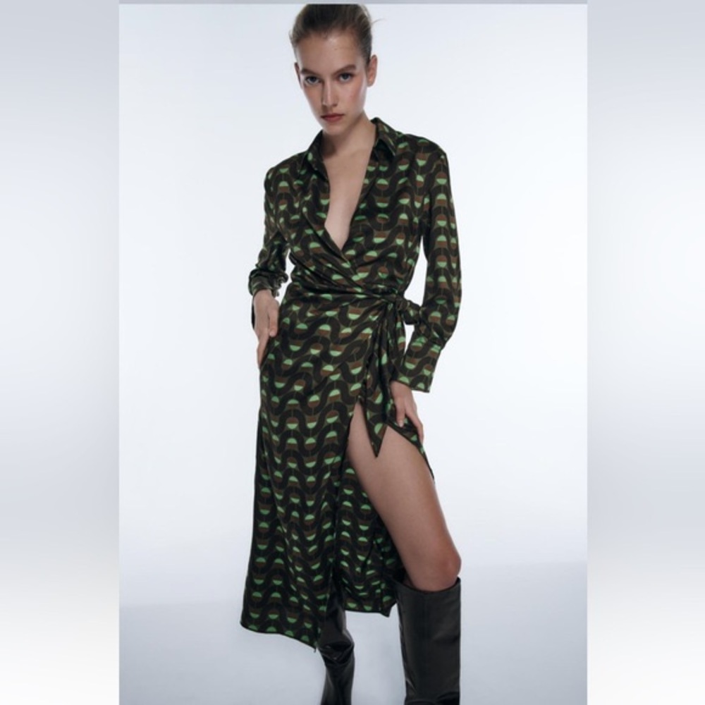ZARA PRINTED WRAP DRESS